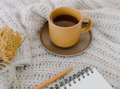 a cup of tea with a teabag