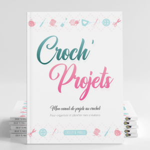 Carnet Croch'Projets couverture blanche et écriture rose et bleue