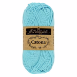 La palette bleus clairs du Scheepjes Catona regroupe 12 coloris harmonieux dans un coton mercerisé doux, brillant et certifié EN71-3. Disponible en trois grammages — 50g, 25g et 10g — pour t'adapter à tous tes projets, du grand ouvrage aux petites touches multicolores.