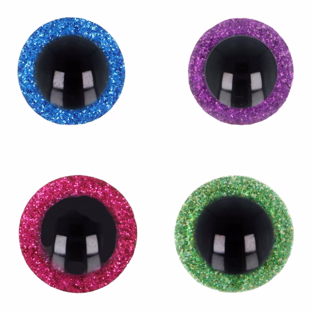 Ajoute un regard scintillant à tes créations avec les Yeux de sécurité pailletés Opry. Parfaits pour amigurumis et peluches, faciles à fixer et sécurisés.