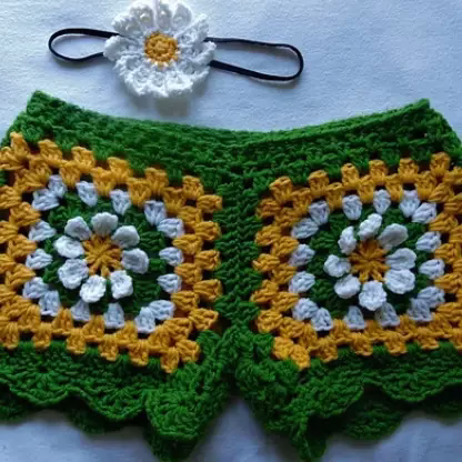 Un short vers et jaune style granny marguerite