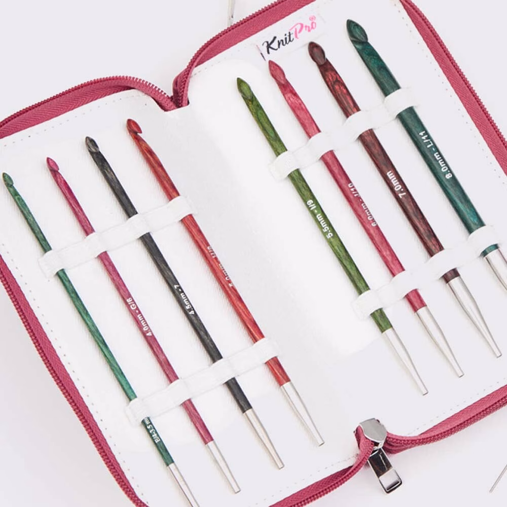 Set de crochets tunisiens interchangeables Dreamz Knitpro Deluxe Ouverte