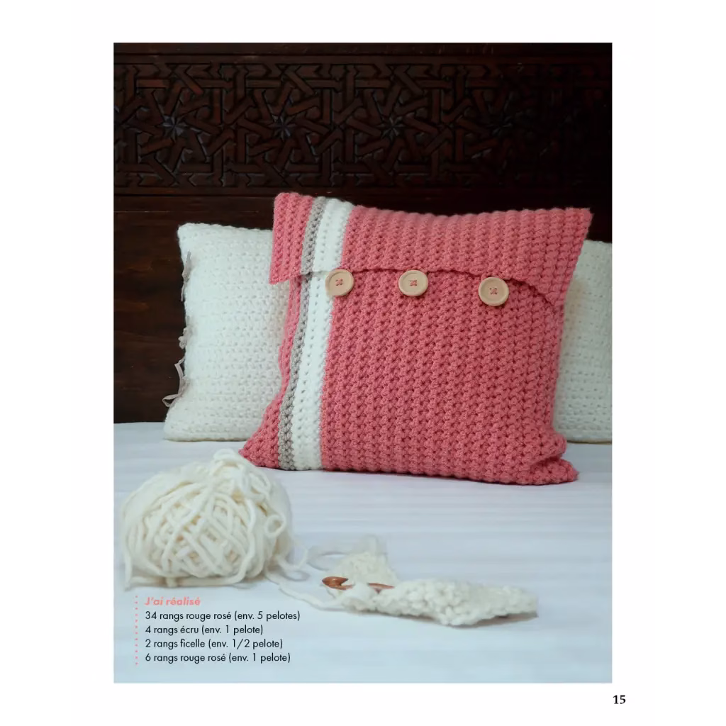 coussin au crochet tiré du livre ma maison au crochet