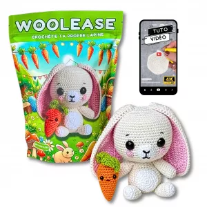 Craquez pour Flora la Lapine ! Un kit de crochet complet avec tuto vidéo, coton naturel, et patron interactif. Parfait pour s'offrir une pause créative !