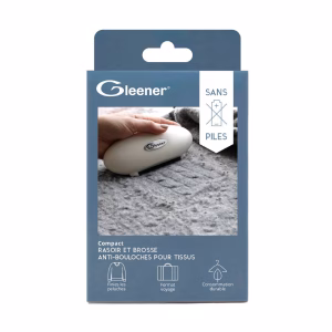 Découvrez le Rasoir Anti-Peluches de Voyage Gleener, l'accessoire indispensable pour éliminer bouloches et peluches sur tes tricots et tissus.
