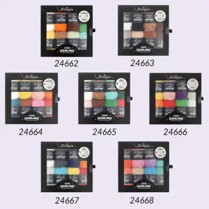 Découvre le pack de couleurs Scheepjes Little Darling : 8 mini pelotes de 25g en fil ultra doux, parfait pour amigurumis, couvertures et jouets.