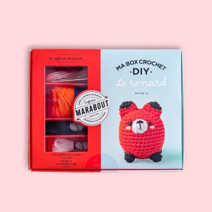 Apprends le crochet avec Ma Box Crochet DIY - Le Renard : un kit complet avec fils coton, crochet, rembourrage et livret illustré. Idéal pour débuter !