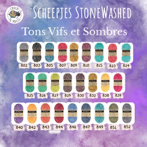 Scheepjes StoneWashed 50g : Le fil texturé doux et résistant, Tons Vifs & Sombres