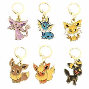 Marqueurs de maille Poké Évolutions : 6 créatures en émail doré pour crocheter et tricoter avec style. Évoli, Flareon, Vaporeon… Idée cadeau geek parfaite !