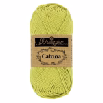 La palette verts clairs du Scheepjes Catona regroupe 14 coloris harmonieux dans un coton mercerisé doux, brillant et certifié EN71-3. Disponible en trois grammages — 50g, 25g et 10g — pour t'adapter à tous tes projets, du grand ouvrage aux petites touches multicolores.