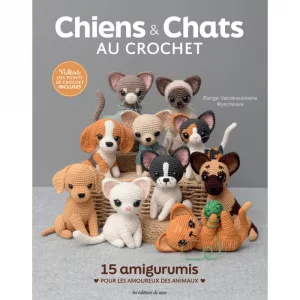 Crochète 15 amigurumis chiens et chats avec le livre de Banga Vaicekauskiene : chaque race reproduite avec soin, couleurs et expressions uniques. Commande ton livre crochet !