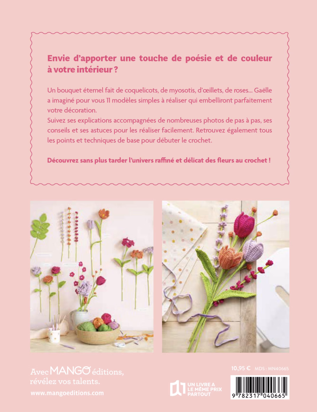 Crochète de superbes fleurs avec le livre de Gaëlle Mucha : 11 modèles poétiques de coquelicots, roses, œillets et plus encore. Techniques de base incluses. Commande ton livre !