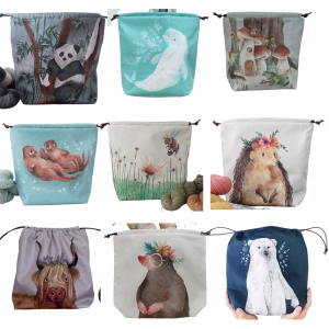 Sac à projet The Blue Rabbit House : Animaux aquarellés en coton bio