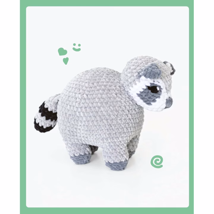 Crochète 30 squishies au crochet ultra-moelleux en fil chenille avec le livre de Glory Shofowora : raton laveur, chat, pieuvre, dragon… Idéal débutant·es. Commande-le !